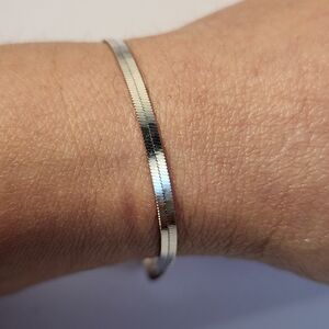NWT 925 Silver Herringbone Bracelet 7-8" Semi Vintage